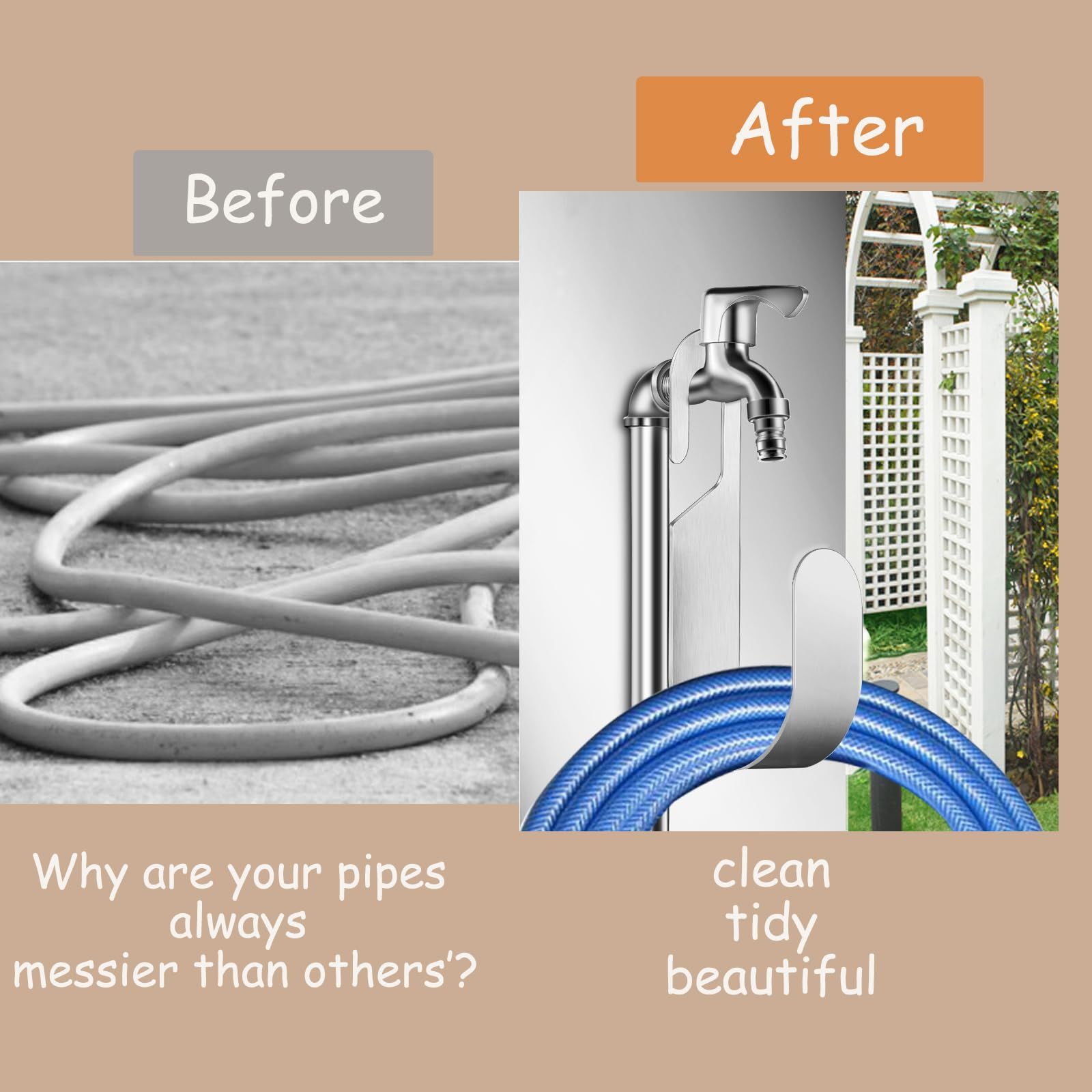 Hose Holder, Heavy Duty Hose Hanger, Hanging Stainless Steel Wall Mount Garden Hose Holder for Water Hose, Extension Cords โ image 4