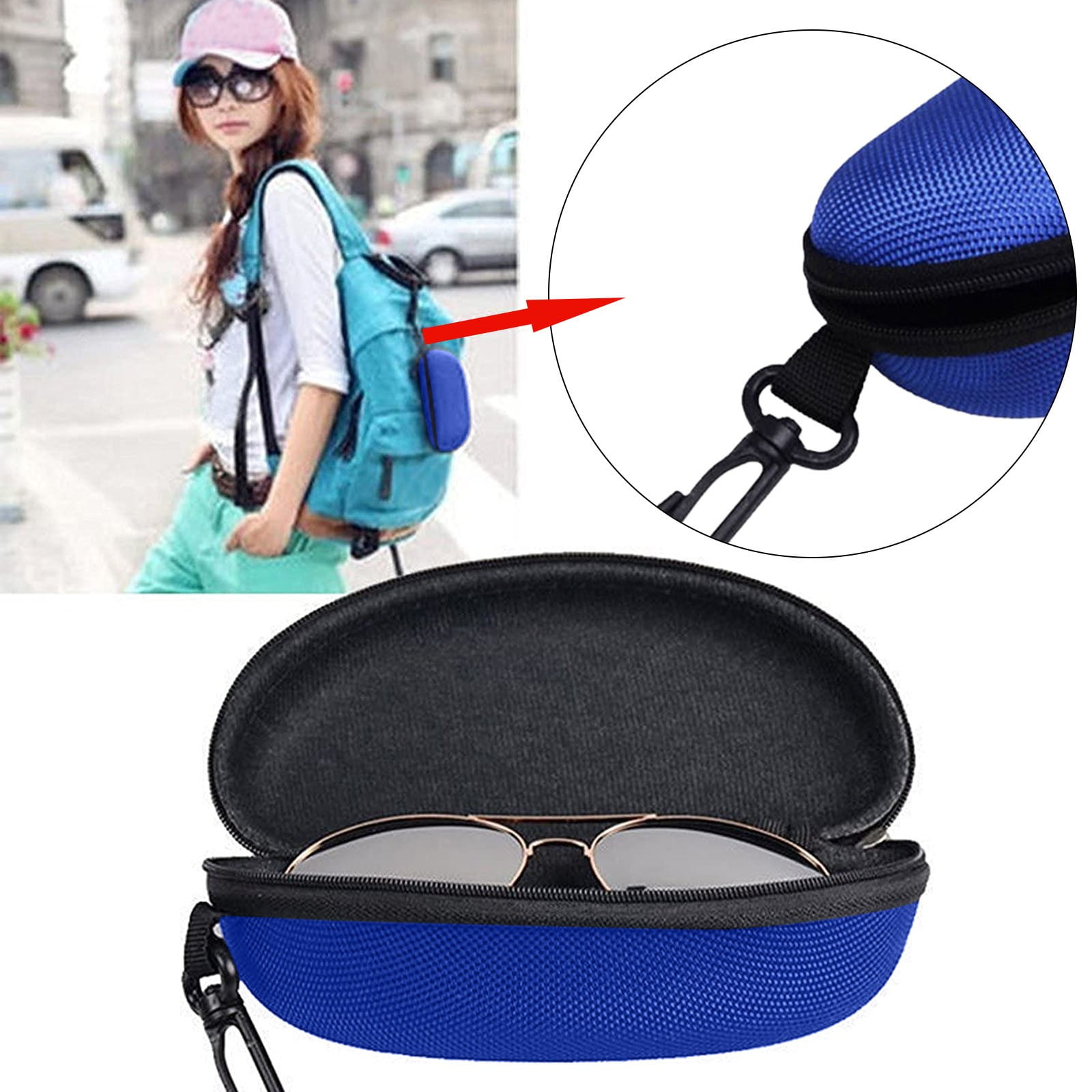 1 Piece Eyeglass Sunglasses Cases,Sunglasses Case,Portable Travel Zipper Eyeglasses Frame,Glasses Case Hook For Mens And Womens,Portable, Hot Pink โ image 6