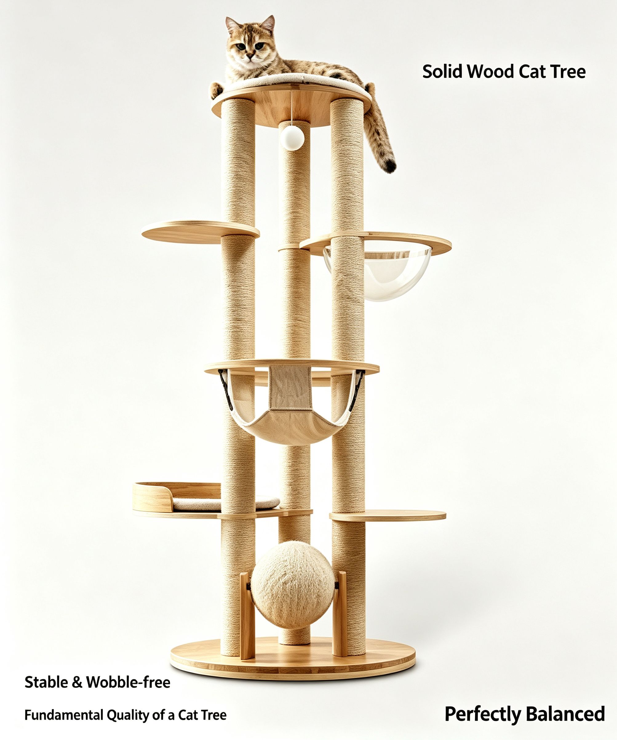 Classic Solid‑Wood Cat Tree