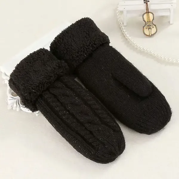 Thick Fleece Lined Warm Knitted Mittens for Women, Super Soft Thermal Winter Hand Warmers with Stretchy Elastic Wrist, One Size for Most Hand Shapes — image 4