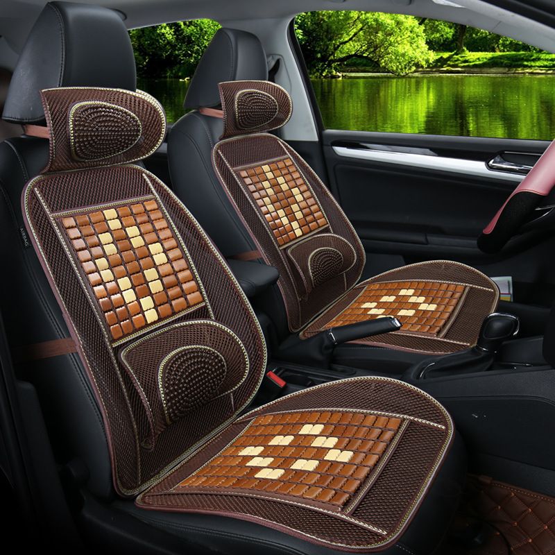 Yi Nirui Bamboo Car Seat Cushion Breathable Cooling Standard wood bead coffee with waist — image 2