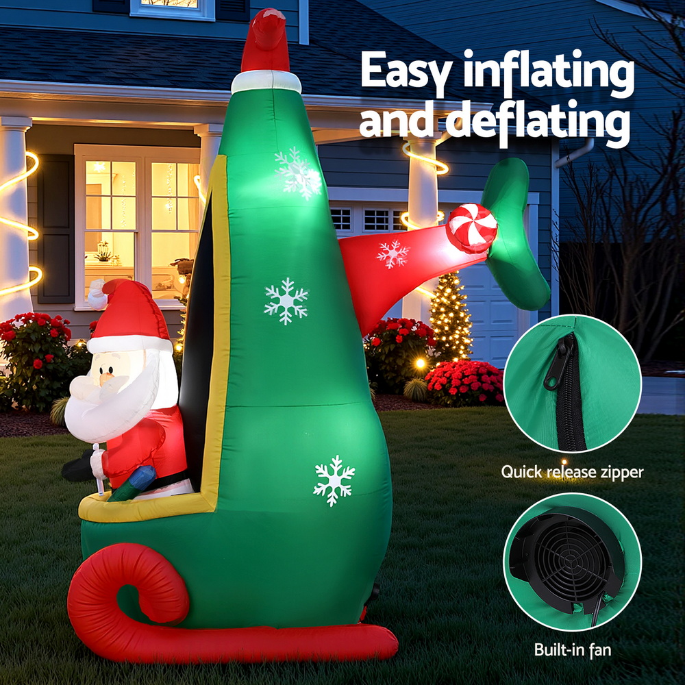 Jingle Jollys Christmas Inflatable Santa in Helicopter 2.55M Height LED Illuminated Decorations โ image 5