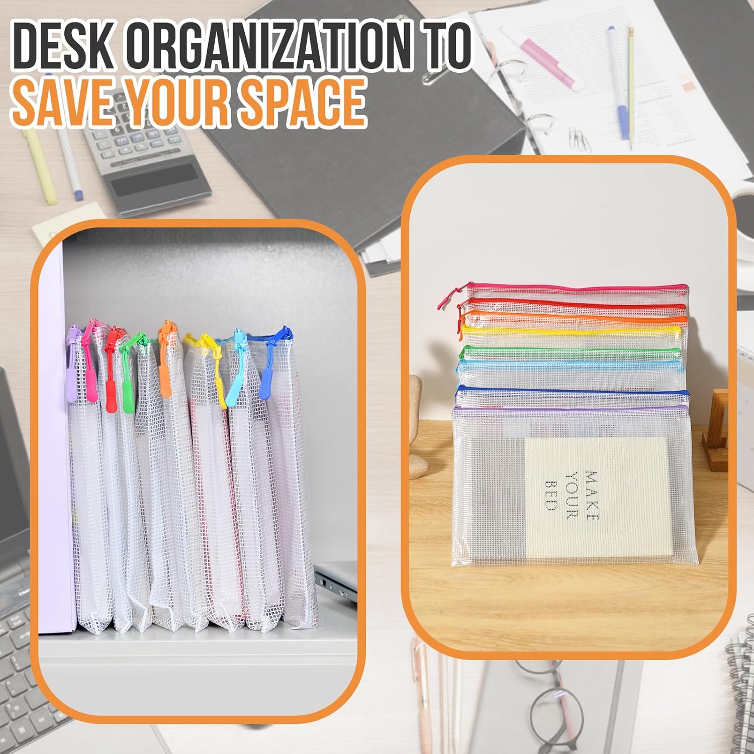 24pcs Mesh Zipper Pouch File Bags Puzzle Storage Bags, A3 17x12 Inches Large Reusable Zipper Pouches for Organizing Classroom Board Game Organization โ image 4