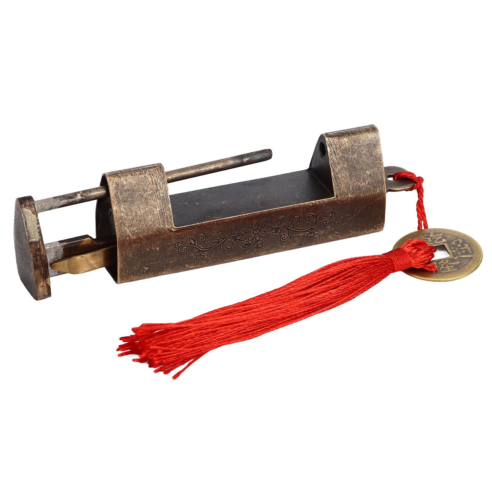 Antique Chinese Padlock 1.7in Spacing Durable Fadeless Brass Vintage Widely Used Chinese Style Padlock for Box Cabinet — image 2