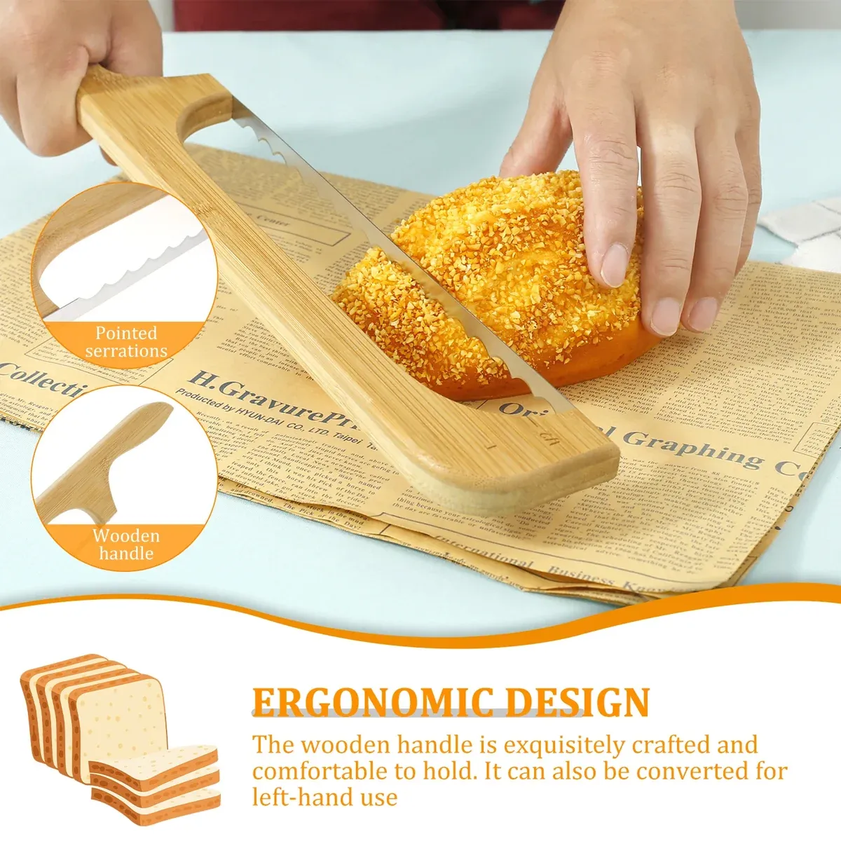 Household Wooden Bread Slicing Saw Manual Kitchen Baking Food Safe Easy to Use β image 5