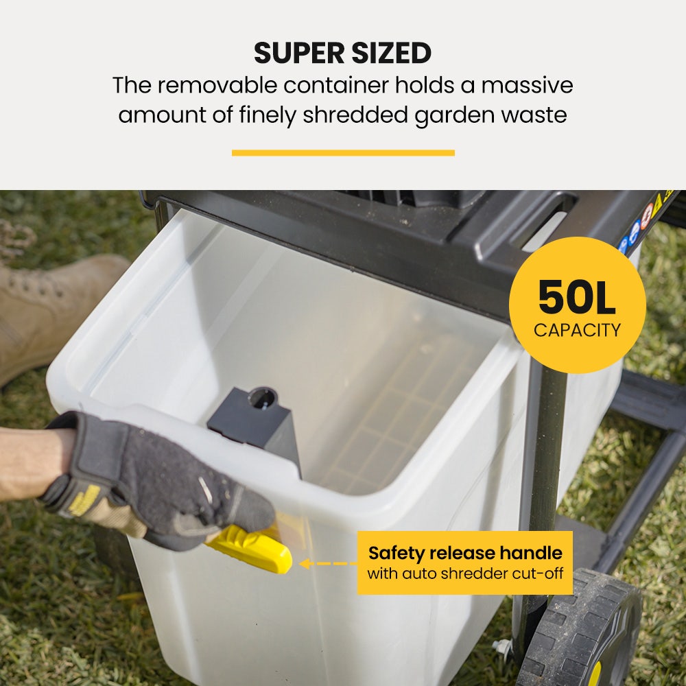 MICHIGAN 2400W Electric Crushing Impact Shredder, Quiet High Torque Garden Mulcher Chipper, Shreds Palm Fronds โ image 6