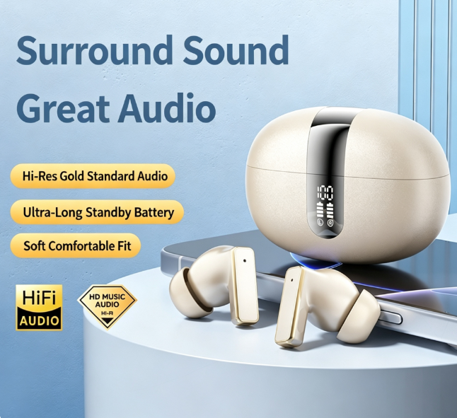 Y8 Bluetooth 6.0 Wireless Heavy Bass Earbuds ENC Noise Cancelling In Ear Headphones,orange — image 5