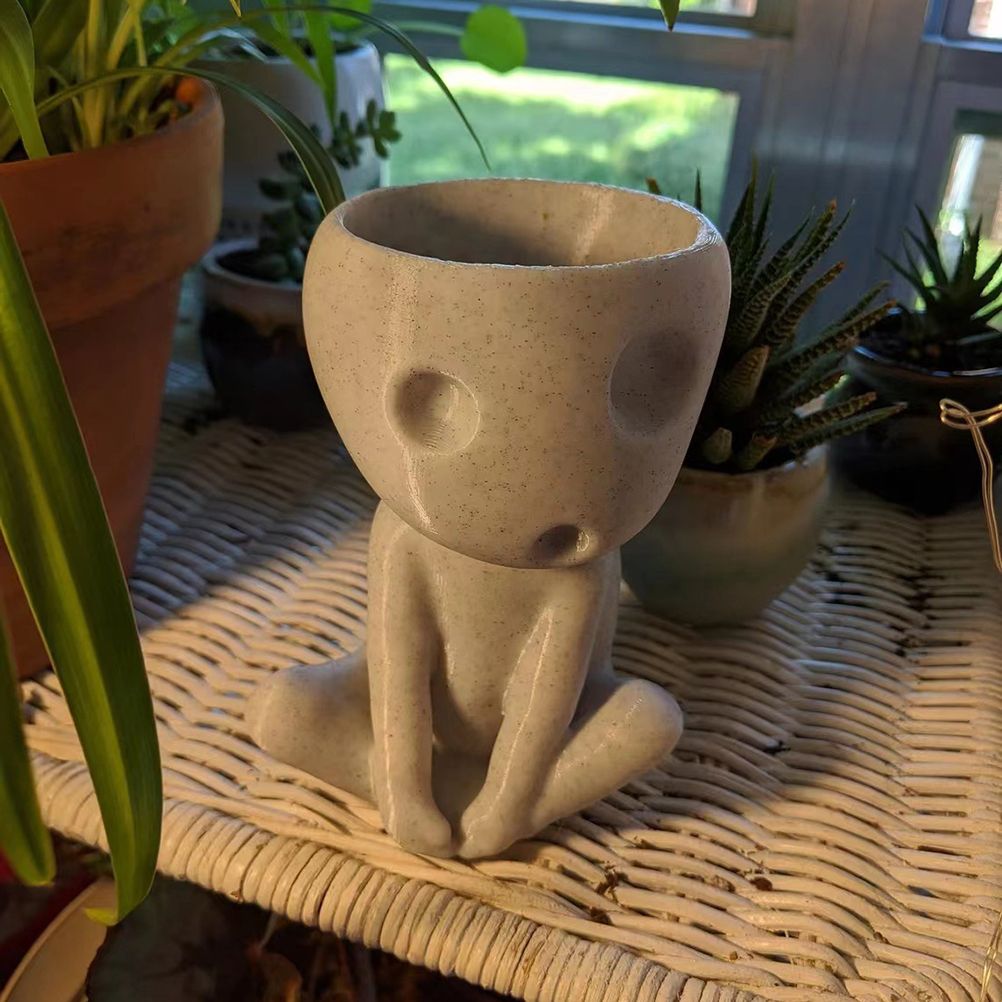Luminous Face Planter Pot Head Flower Pot Cute Resin Succulent Planter Flowerpot with Drain Hole for House Office Decor — image 5