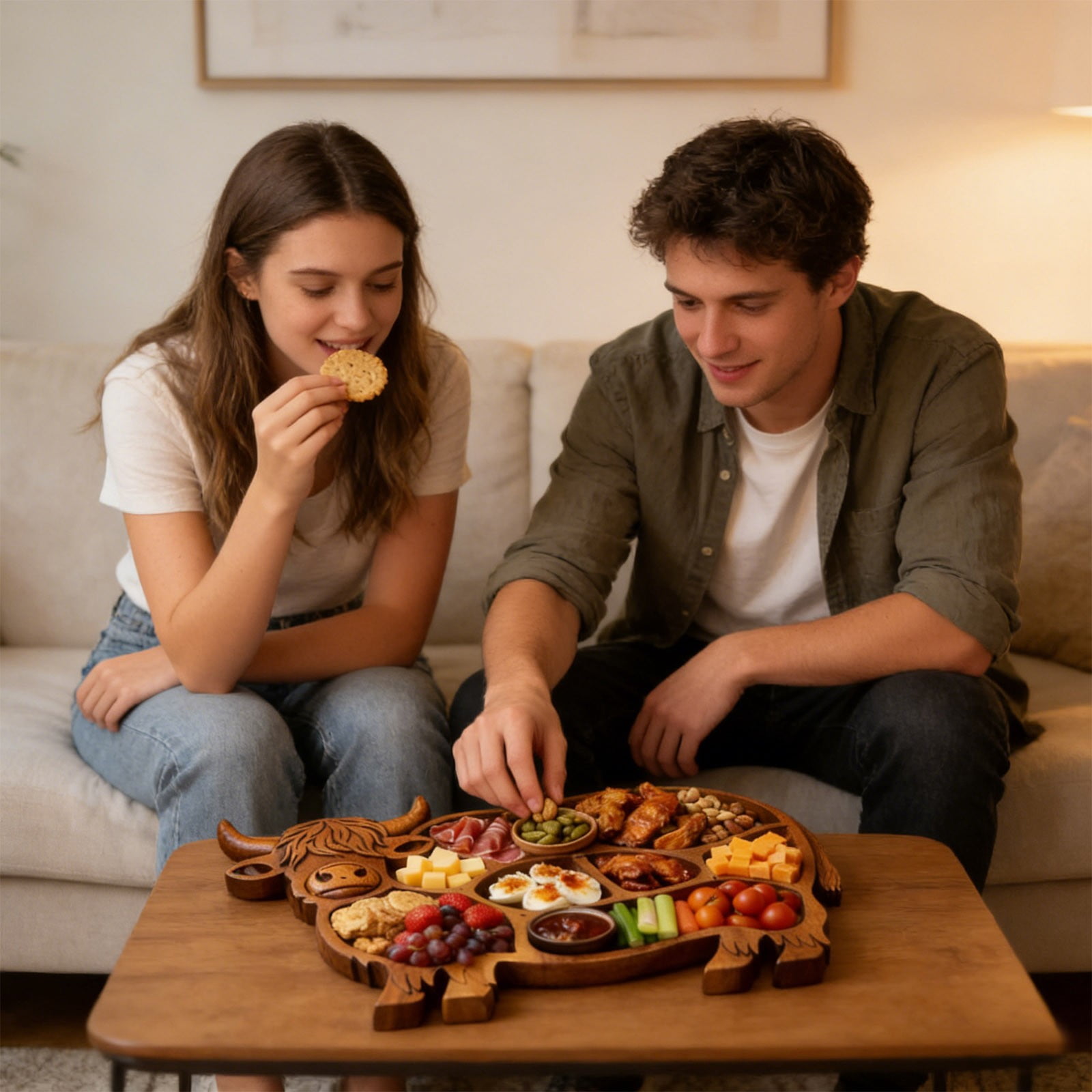 Highlands Cow Wooden Charcuterie Board,Unique Serving Tray for Cheese and Snacks,Decorative Farmhouse Centerpiece and Wall Art,Handcrafted Durable Platter for — image 5