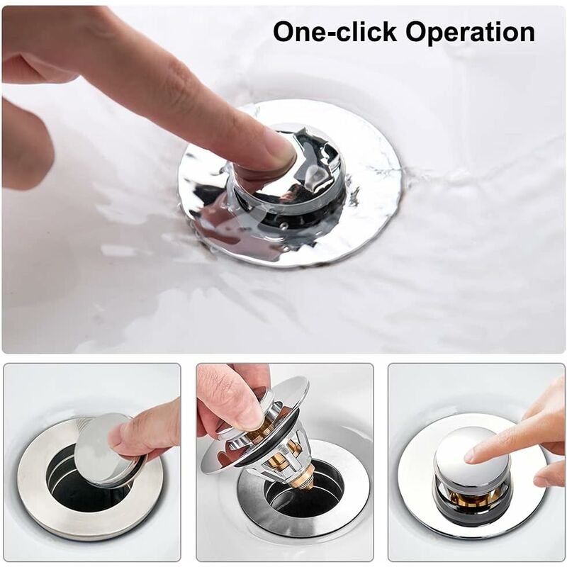 Drain Filter, Sink Strainer Sink Filter Bathtub Stopper Universal Stainless Steel Bounce Core, Hair Filter For Sink — image 2