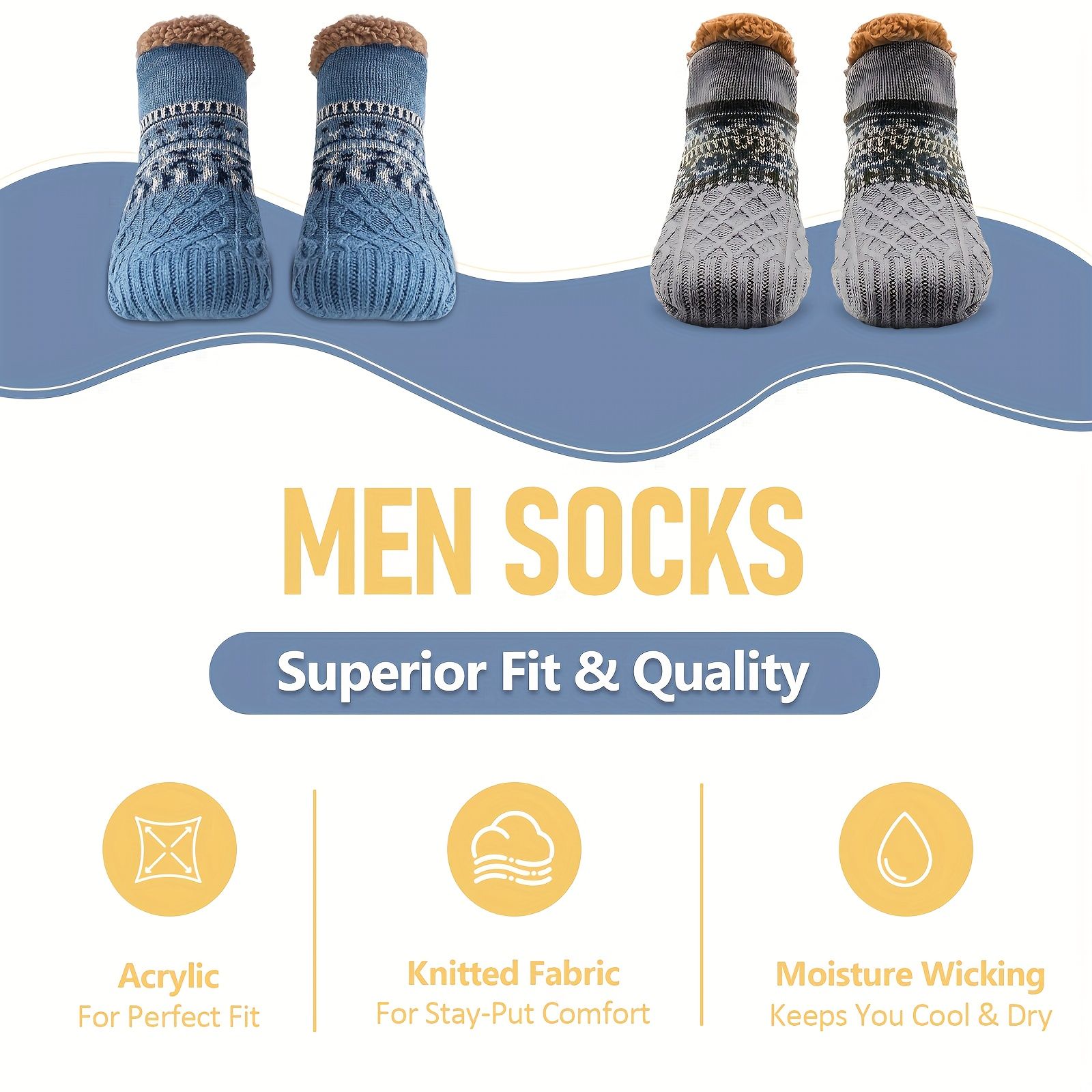 Men's Fleece-Lined Anti-Slip House Socks โ Warm, Cozy, and Secure for Indoor Wear with Plush Sherpa Lining and Silicone Grip Dots (XL, Grey) โ image 5