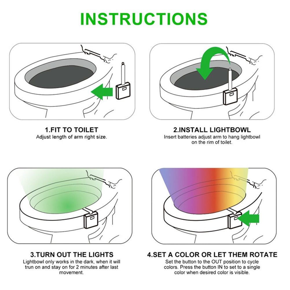 8 Colors Body Sensing Automatic LED Toilet Night Lamp Toilet Bowl Bathroom Light โ image 5