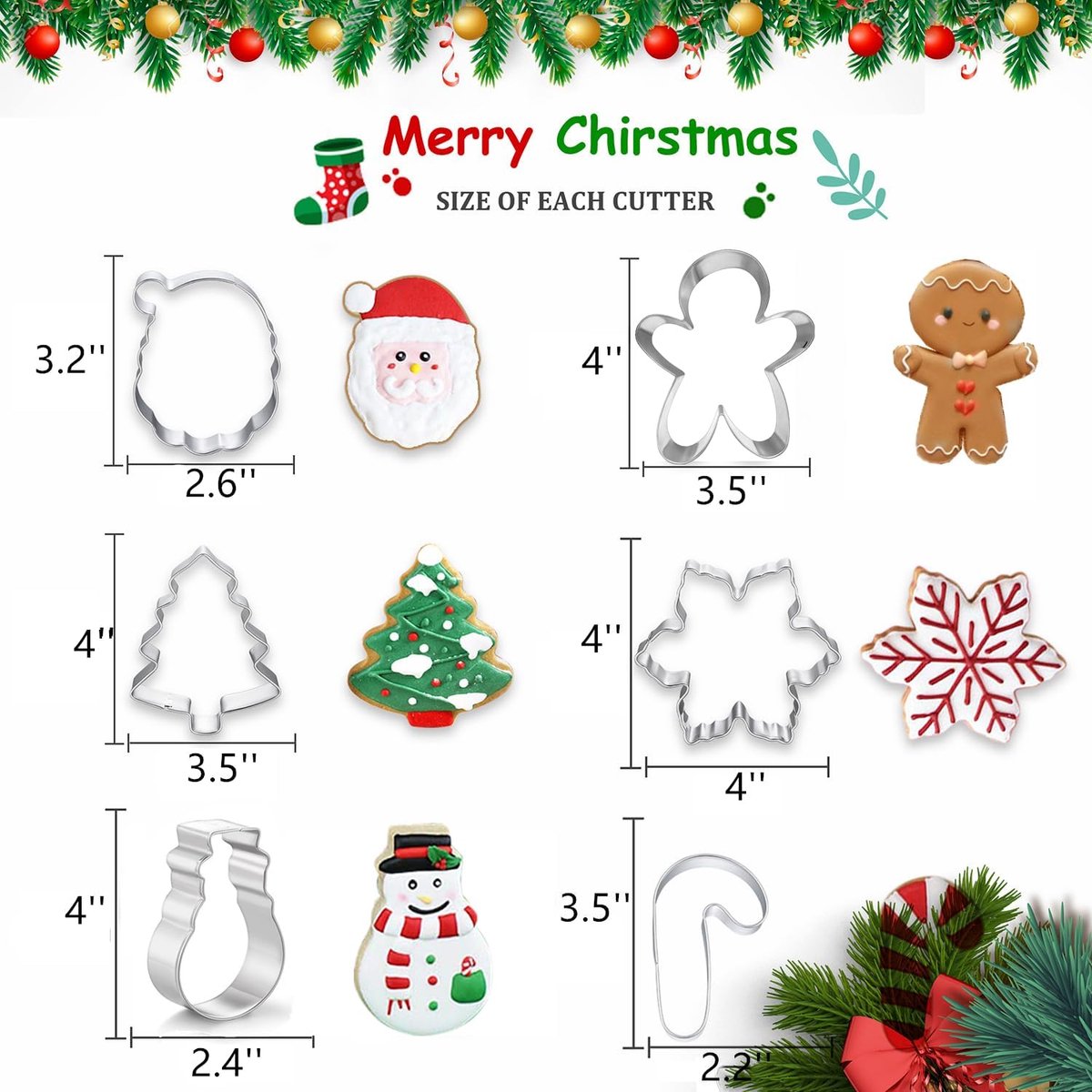 Cookie Cutters - Cookie Molds - 6 Molds for Cookies - Christmas Cookie Cutters - For Gingerbread and Cookies During the Holidays — image 5