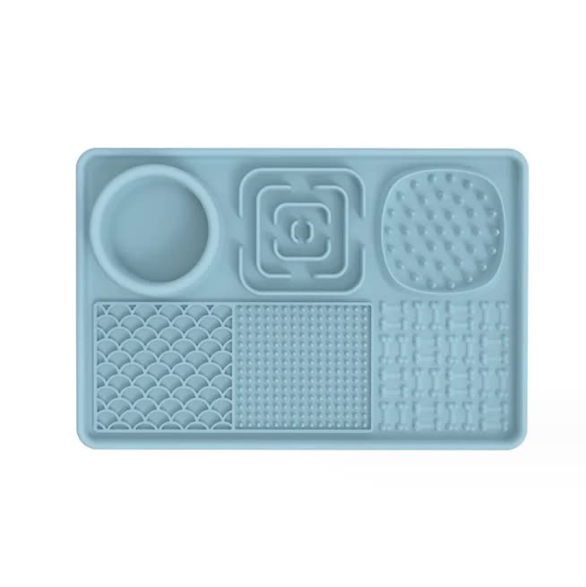Multi-Functional Slow Feeder Mat for Dogs- Anti-Slip Lick Pad with Multiple Textures Rectangle 2PCS (Blue & Pink) โ image 2