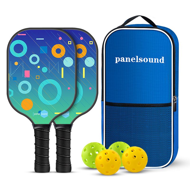 PS Series Colorful Textured Fiberglass Pickleball Paddles Set with 2 Rackets, 4 Balls and Portable Carry Bag for Indoor and Outdoor Use, PS-008