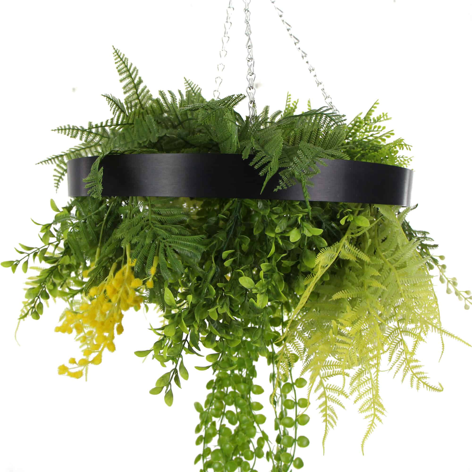 Black Framed Roof Hanging Disc with Draping Life-like Plants 40cm โ image 3