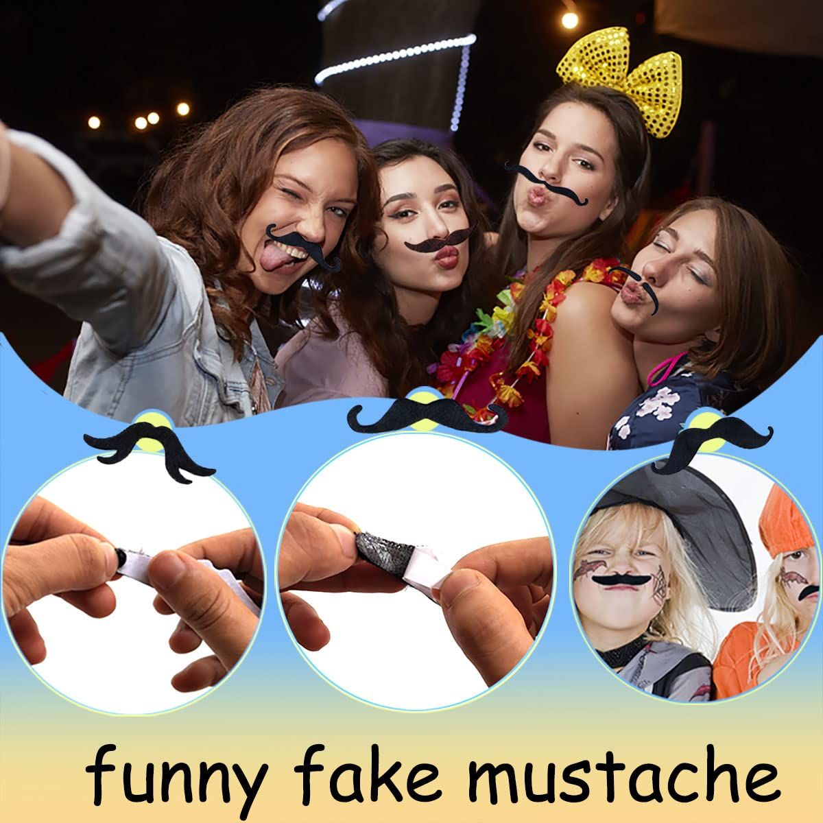 48 Pieces Fake Mustaches Novelty Self Adhesive Fake Mustache Set for Performance Masquerade Halloween Party Supplies โ image 2