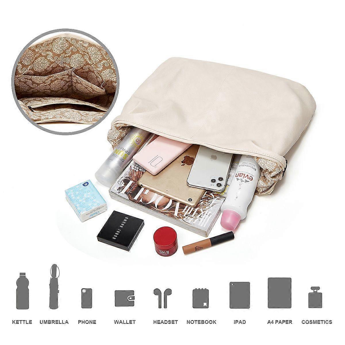 Women's Soft Leather Tote Bags 3pcs Fashion Handbag Wallet Shoulder Purse Set — image 5