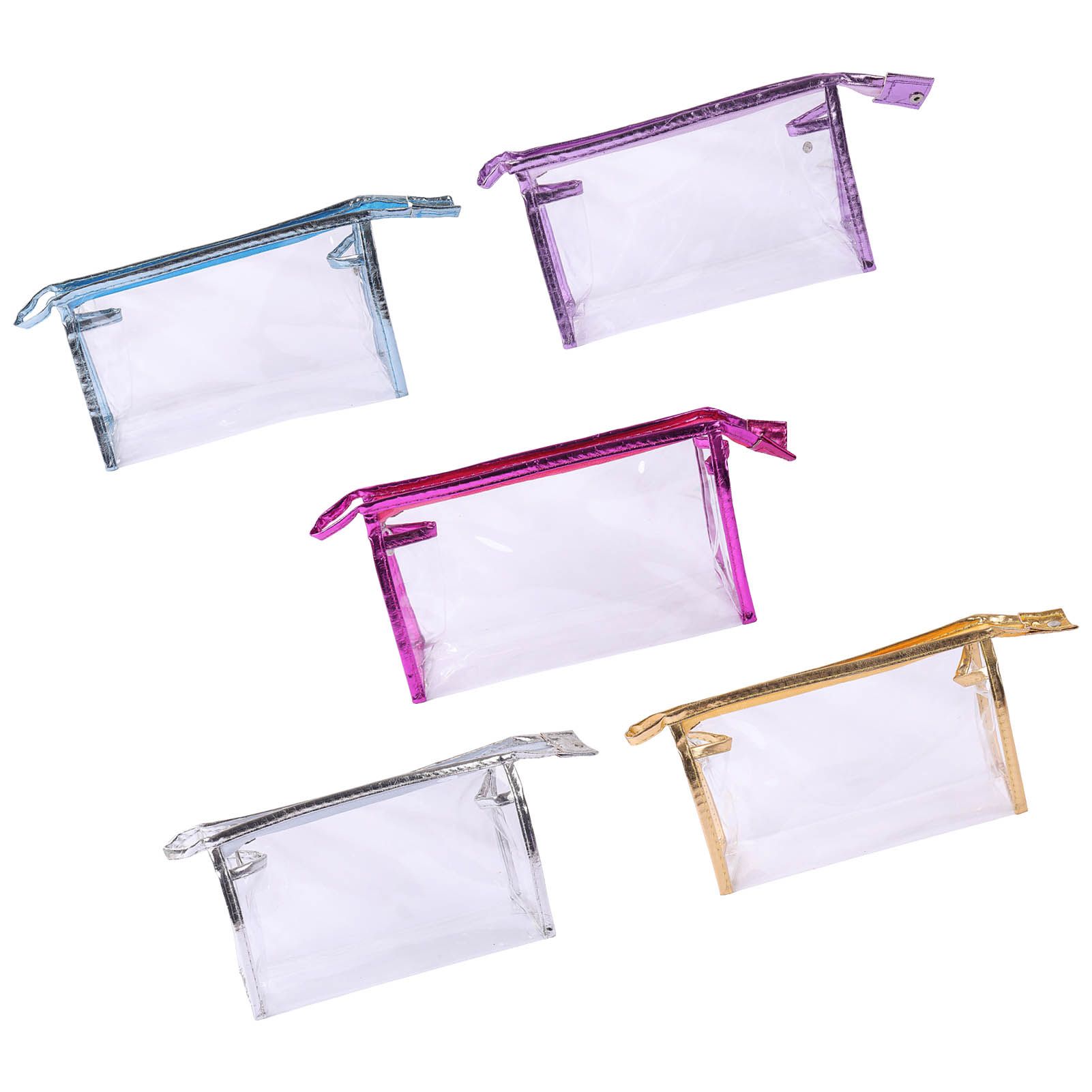 5PCS Clear Cosmetic Bag Five Colors Transparent Fashion PU Leather Handbag Makeup Bag Travel Storage Bag — image 2