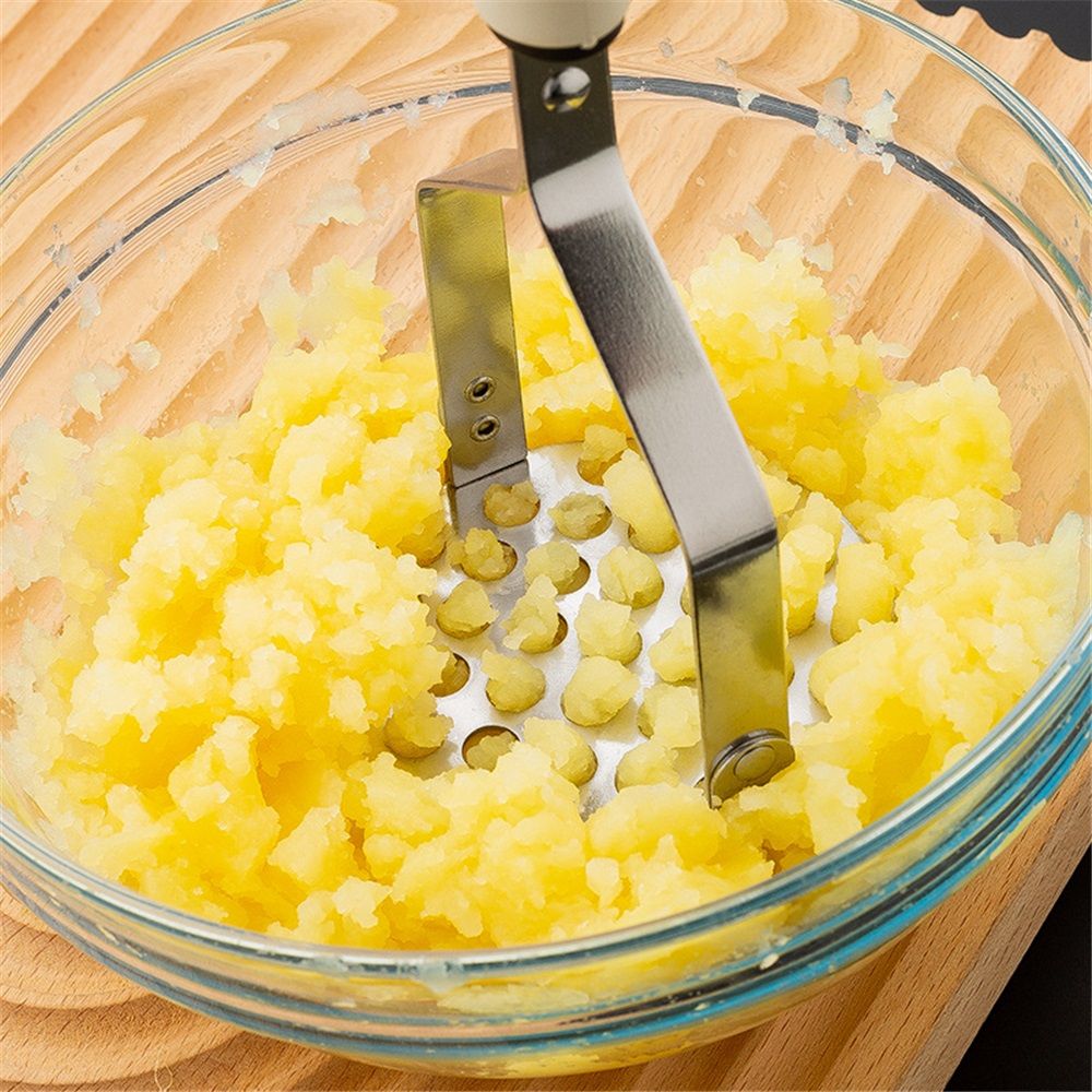 Stainless steel potato press - Heavy Duty Metal Masher for Mashed Potatoes, Avocado, Beans & Sweet Potato - Commercial & Home Kitchen Utensil (Dishwasher Safe) โ image 2