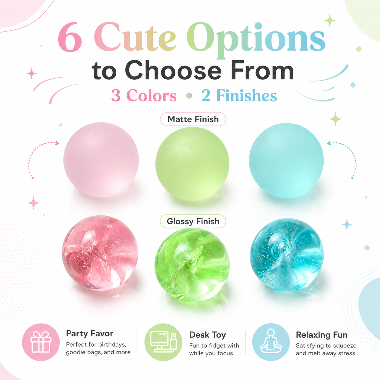 Frosted Blue Coconut Oil Stress Ball, Slow Rising Non-Sticky Squishy Squeeze Ball, Soft Sensory Fidget Toy for Stress Relief, Relaxation and Focus — image 2