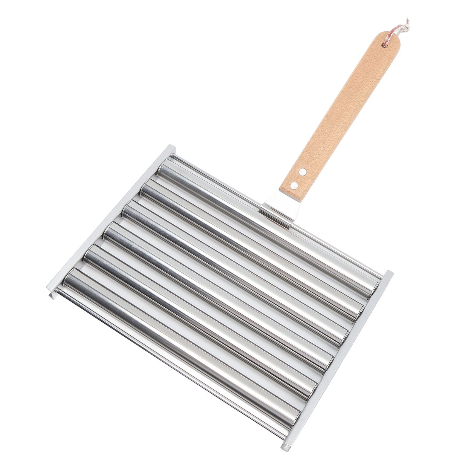 Detachable Stainless Steel Hot Dog Sausage Roller Rack Steamer With Extra Long Wood Handle 4 Skewers 6 Stick Design BBQ Tools M โ image 6