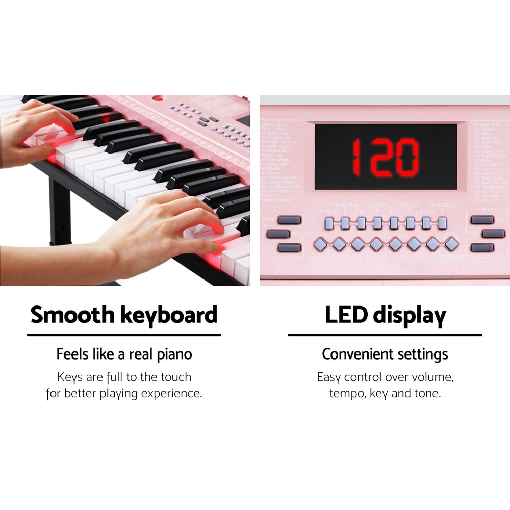 Alpha 61 Keys Electronic Piano Keyboard Digital Electric w/ Stand Lighted Pink โ image 6