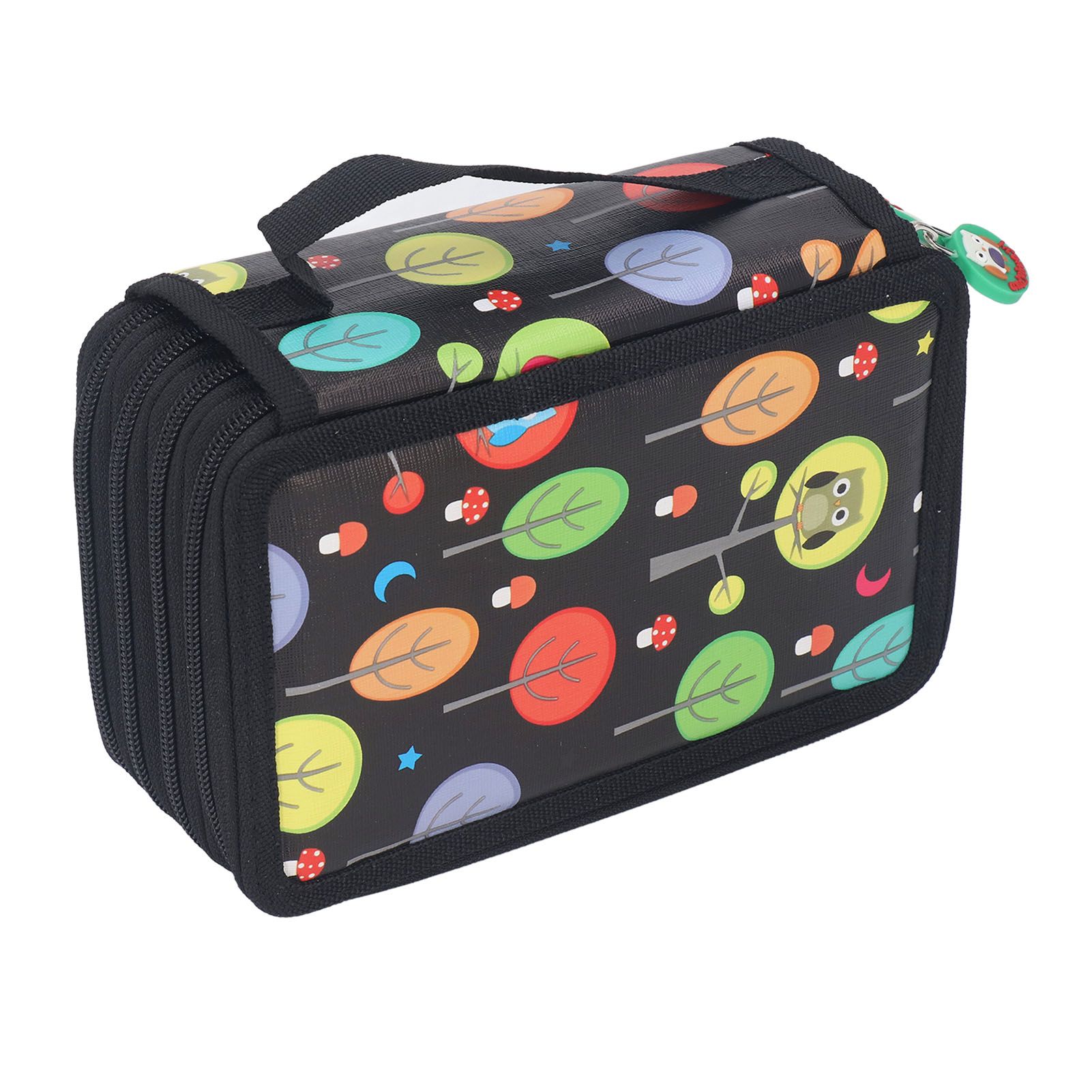 Colored Pencil Case Pencil Holder with Zipper Closure Large Capacity Pencil Case Foldable Colored Pencil Bag Cartoon Black 4 Layers 72 Holes — image 4