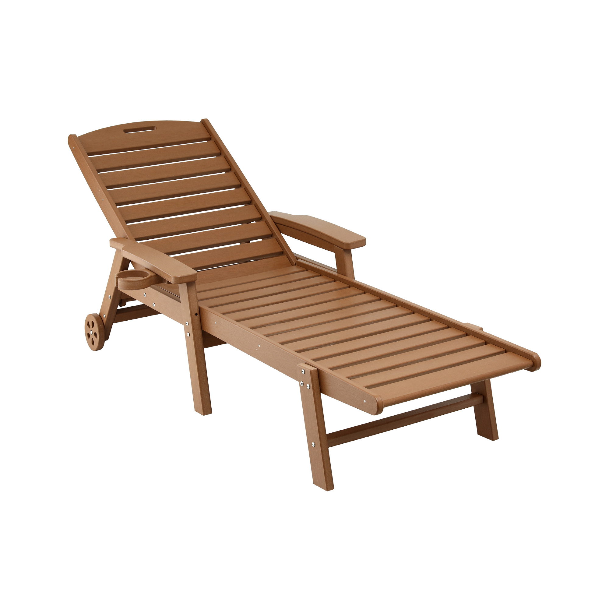 Gardeon Sun Lounge Lounger Beach Chair HDPE Patio Outdoor Furniture with Wheels Brown — image 3