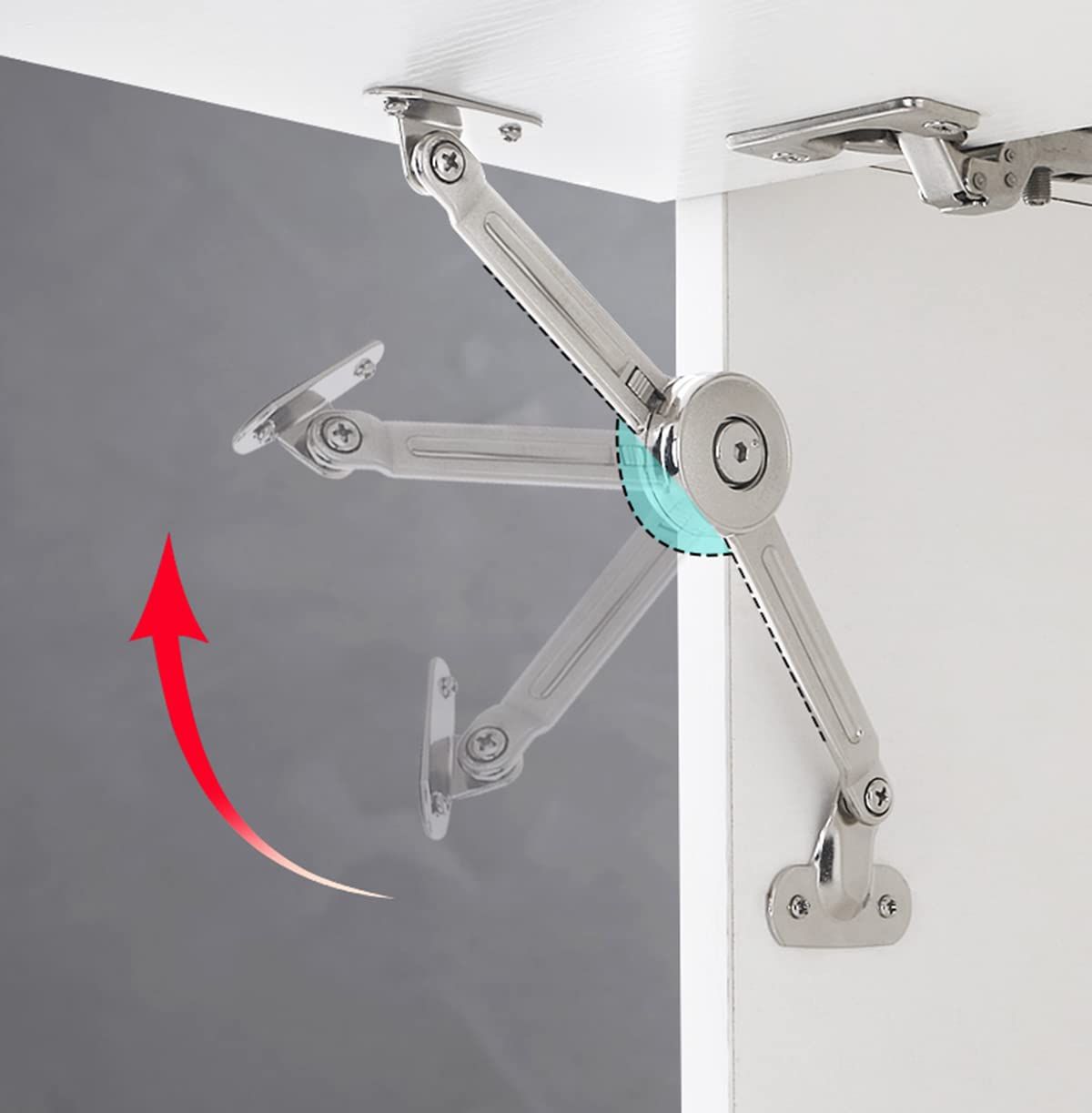 2 Packs [Upgraded] Cabinet Furniture Door Lift Stay Support Hinge Damper - Opening Angle 75°/90°/110° - Come with Hex Key — image 4