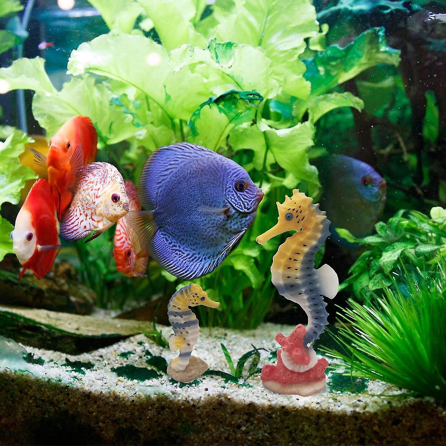 Seahorse Statue Ornament Compatible with Aquarium Decor Resin 2 Pieces — image 5