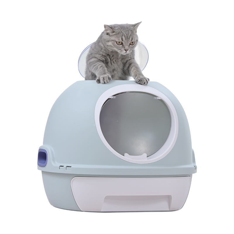 YES4PETS Cat Toilet Litter Box Tray House W Sky window Drawer Photocatalyst Purifier Blue — image 5