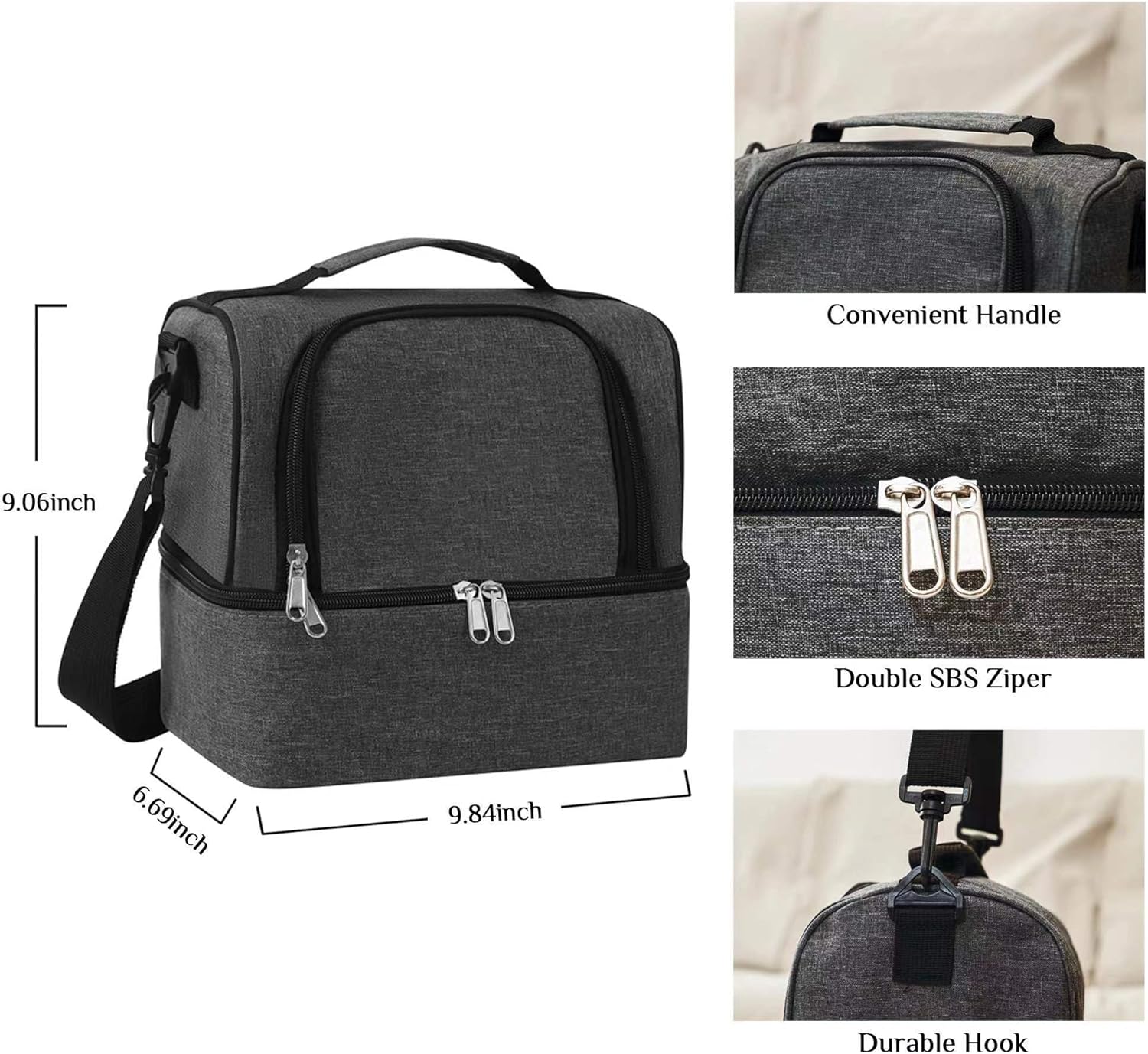 Lunch Bag for Women and Men - Reusable, Leakproof, and Insulated Double Deck Design for Picnic, Hiking, Beach, Work and Office Use โ image 4
