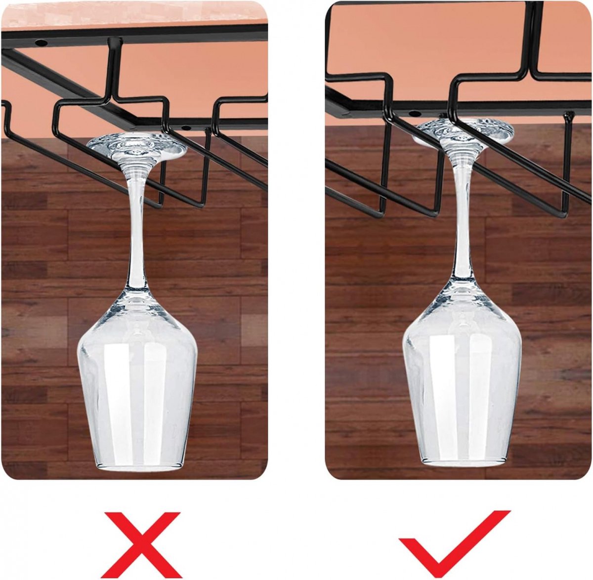 Wine Glass Holder - Wine Glass Hanging Rack - Wine Glass Holder - Wine Rack - 4 Rows - Wine Glass Holder - Wine Glass Rack - Wine Glass Organizer - Glass — image 3
