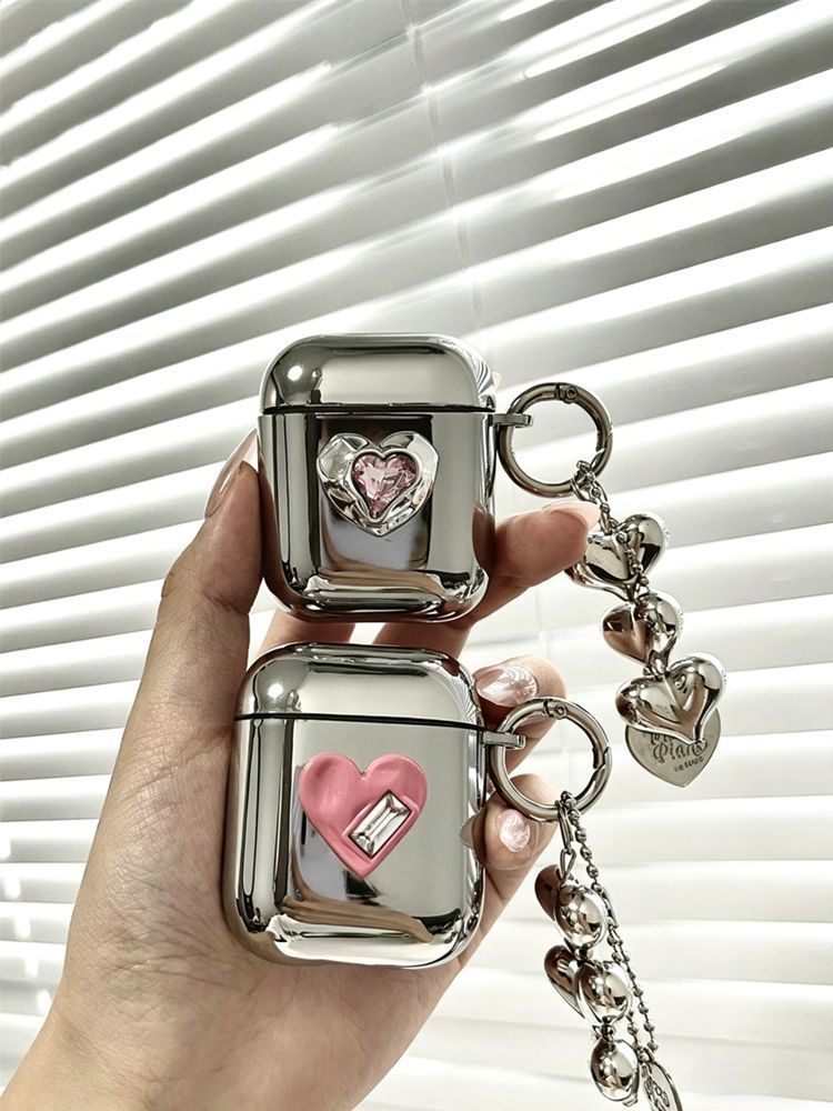 AirPods 4 Textured Pink Heart Electroplated Case + 3 Heart Charms — image 6