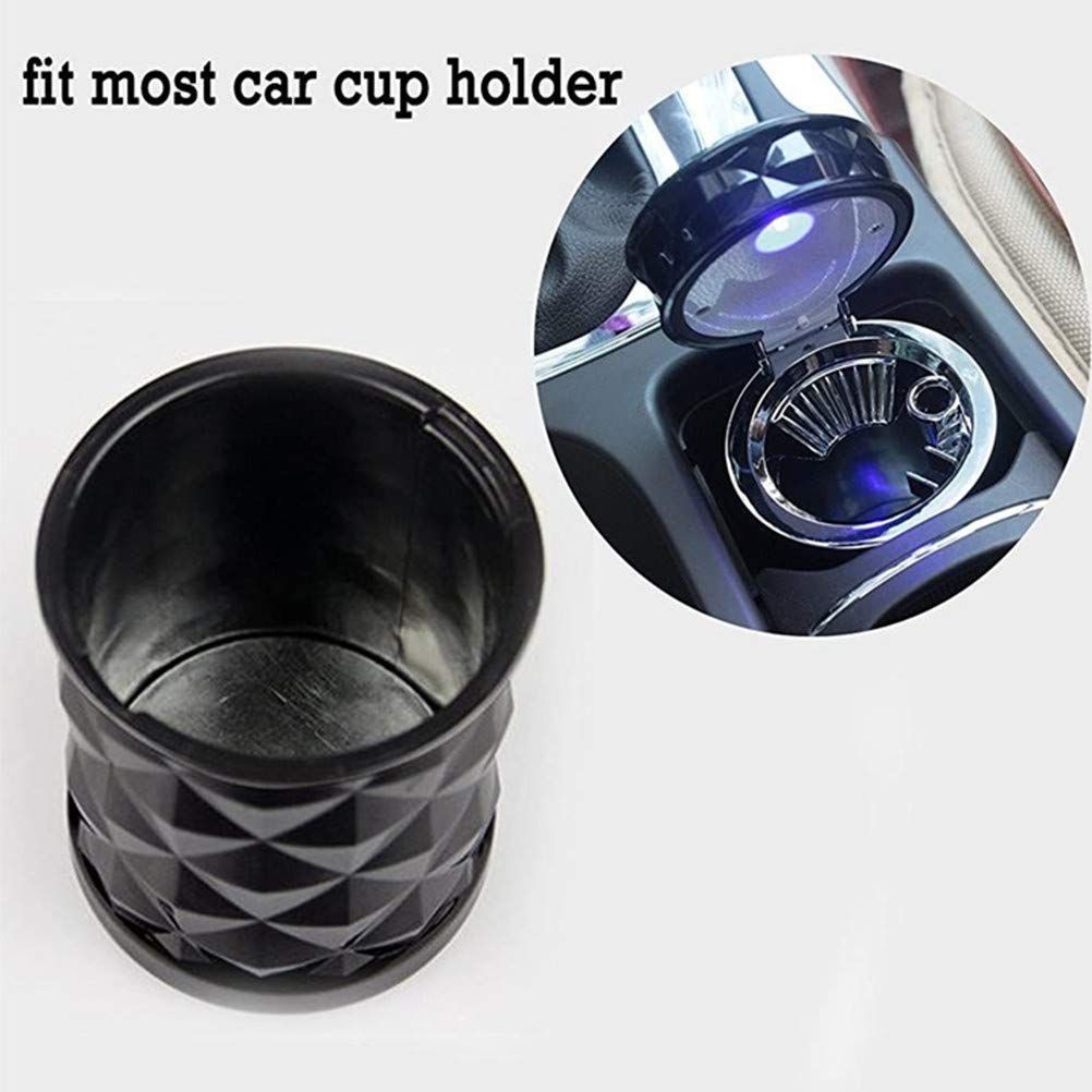 Auto Car Ashtray Portable with Blue LED Light Ashtray Smokeless Smoking Stand Cylinder Cup Holder (Black) — image 5