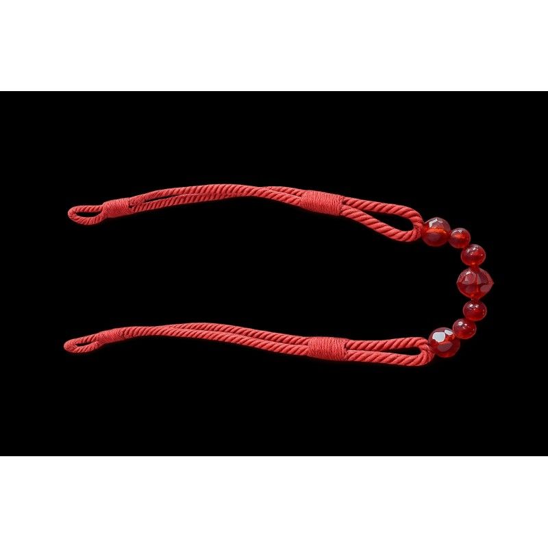 Coral Red Beaded Rope Curtain Tieback — image 3