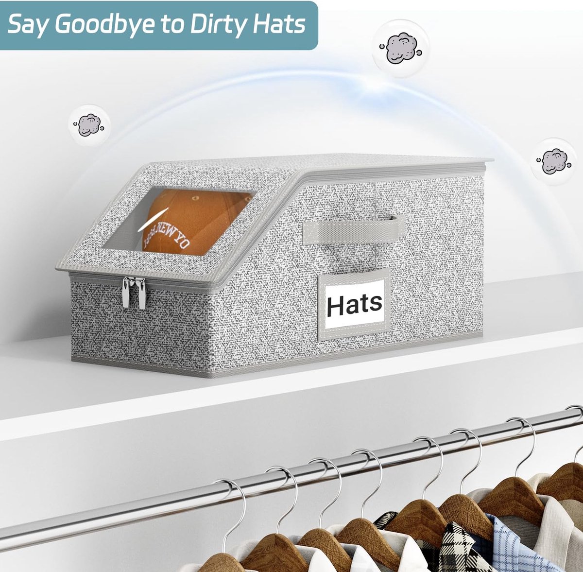 2-Pack Storage Boxes for Caps - Storage Solution for Up to 24 Baseball Caps - Stackable 2-in-1 Hat Box — image 4