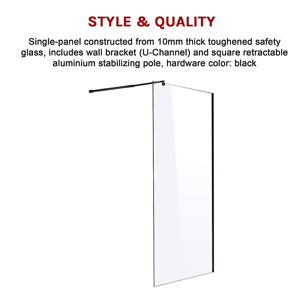 1100 x 2100mm Frameless 10mm Safety Glass Shower Screen โ image 5
