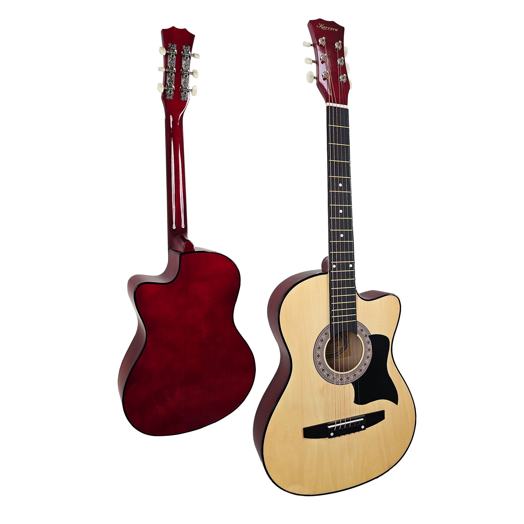Karrera 38in Cutaway Acoustic Guitar with guitar bag - Natural — image 5