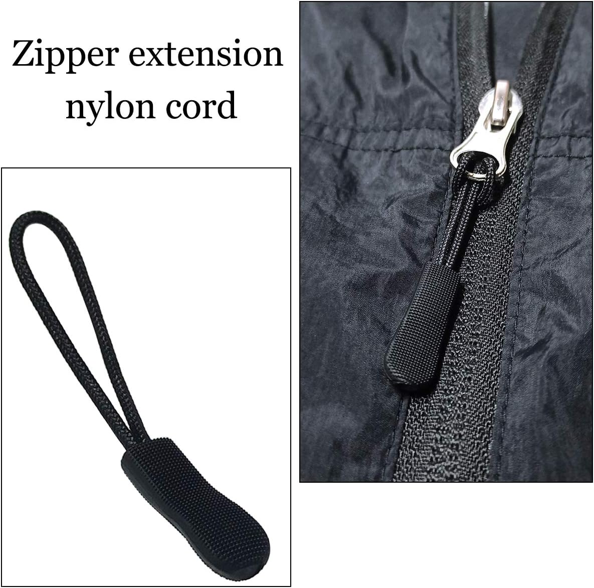 20 Pcs Nylon Cord Extension Zipper Tab Tags for Backpacks, Luggage, Jackets, Purses, Handbags (Black) — image 5
