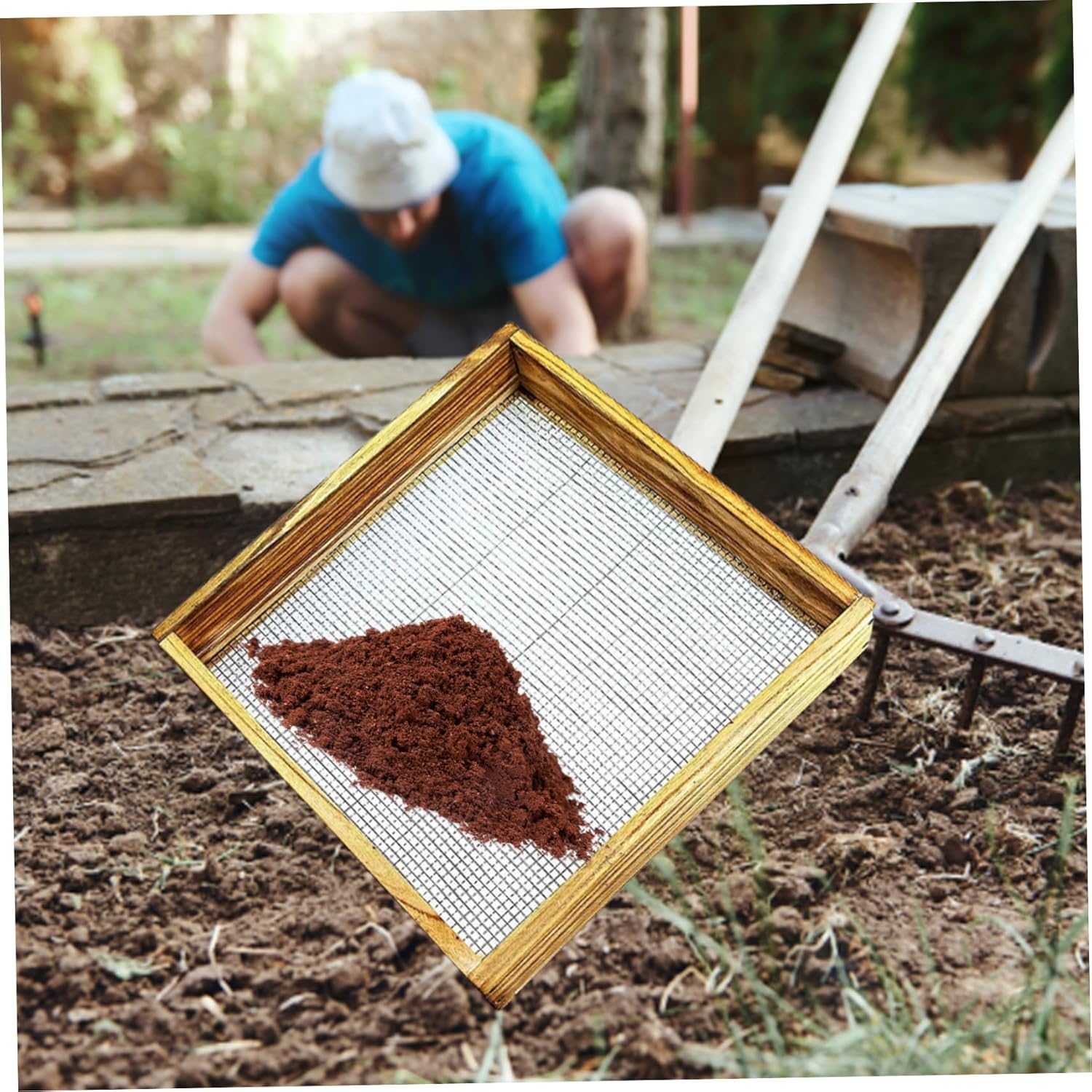 Garden sieve, soil sieve, mesh, ground stone, sand sieve, garden tool for sifting compost, dirt, soil, leaves, live — image 5