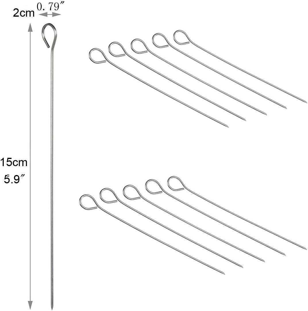 5.9 Inch Stainless Steel Skewer Grilling Shish Kebob,Cocktail Sticks,Reusable Martini Glass Picks 50pcs โ image 2