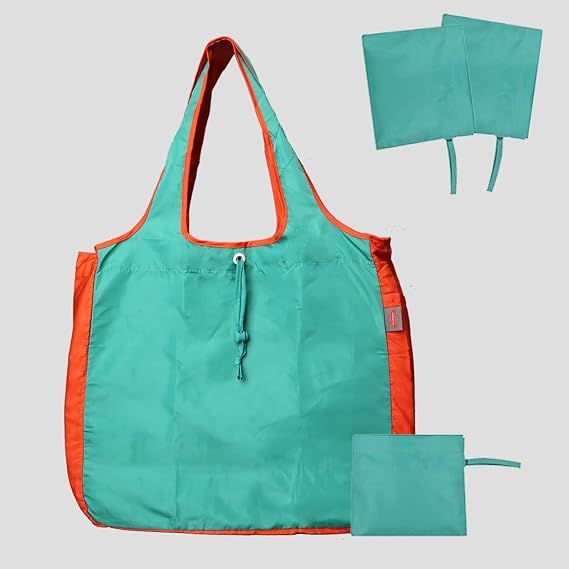 2 Pack Reusable Shopping Bags - 55LB Heavy Duty Foldable Grocery Tote Bags with Pockets, Machine Washable Nylon