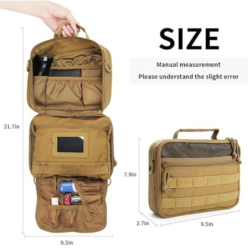 ✨ Army Green Hanging Toiletry Bag | 8+ Compartments + Built-in Mirror | Double Zippers & Hook, Lightweight Water-Resistant for Travel, Gym & Bathroom!/GREEN — image 5