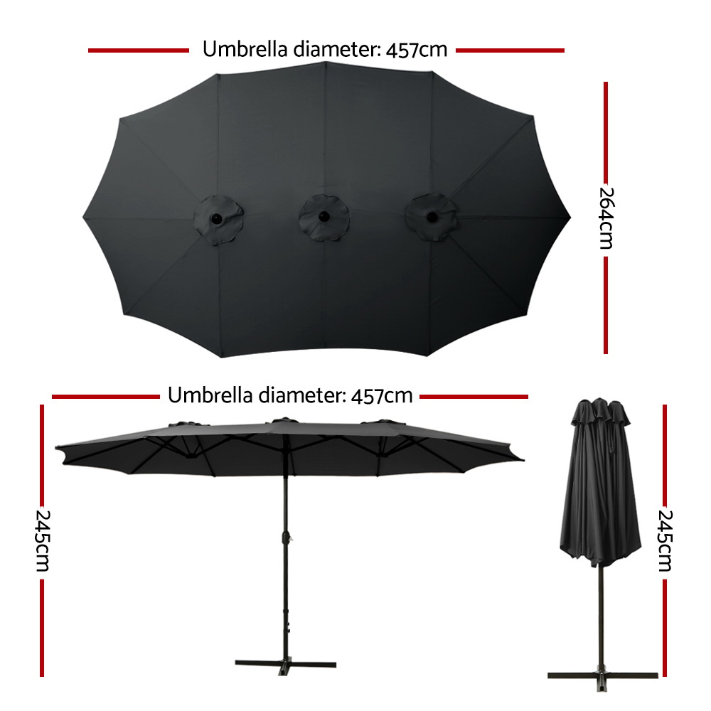 Instahut 4.57m Outdoor Umbrella Beach Pole Garden Tilt Black โ image 2