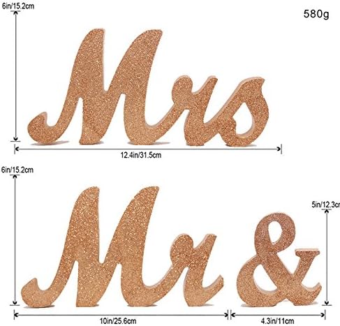 Mr and Mrs Signs Wedding Sweetheart Table Decorations, Wooden Freestanding Letters Wedding Shower Gift (Rose gold) โ image 5