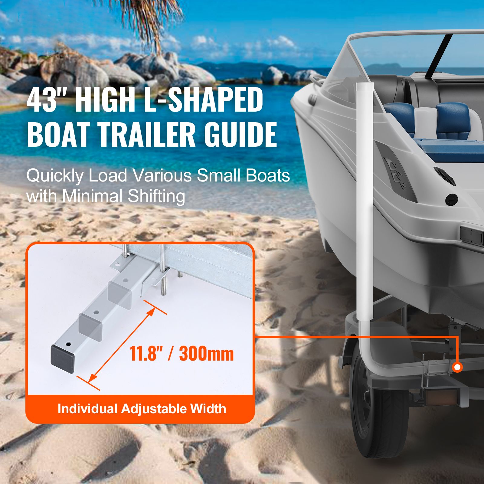 Boat Trailer Guide, 1016mm Adjustable Design Trailer Guide Poles, 2PCS High-Hardness Steel Trailer Guide-Ons, Trailer Guides with PVC Pipe Posts, for Ski Boat โ image 2