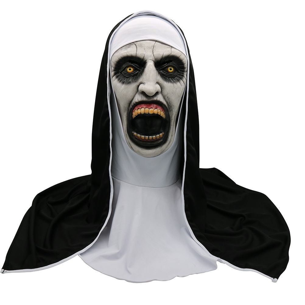Halloween Nun Horror Mask Cosplay Scary Latex Masks With Headscarf Full Face Helmet Halloween Party Props — image 6