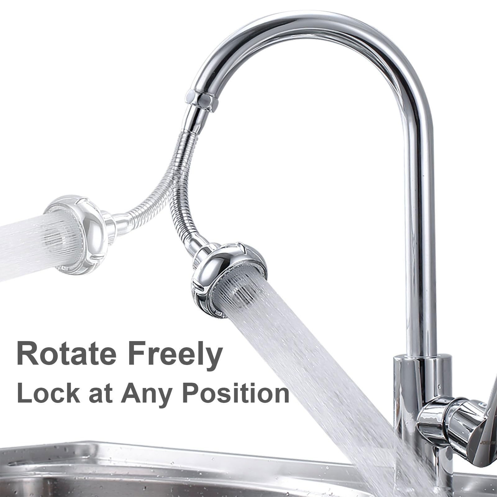 Shaped 360° Swivel Kitchen Faucet Extender Anti Function Kitchen Faucet Sprayer Attachment Large Diameter Shower Head Water Saving 8 Inch 20 6 6cm Silver — image 4